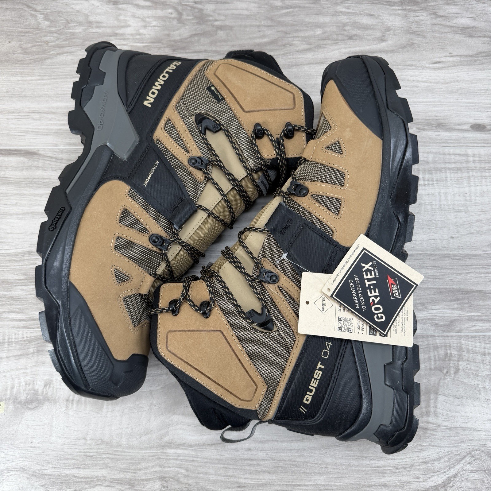 Salomon Quest 4 GTX 412925 Hiking Boots Brown Black Waterproof Men's 13 US image 7