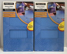 Fiskars Texture Plates Set Of 2 Spirit Energy Emboss Shapes Stars Hearts Waves