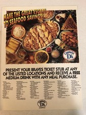 1992 Captain D?s Restaurant Print Ad Advertisement Advert Vtg Atlanta Braves pa6