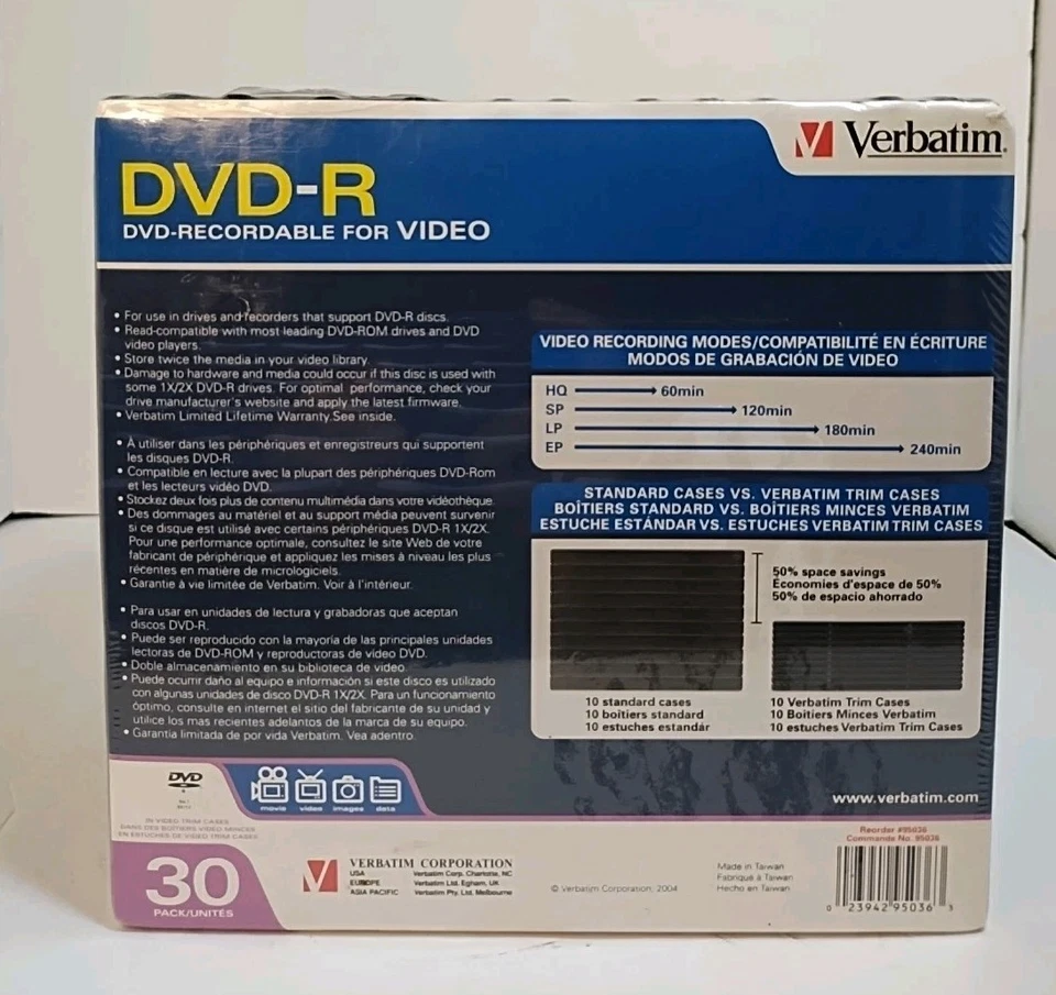 30 VERBATIM Blank DVD-R DVDR 16X 4.7GB Logo Branded Media Disc in Slim Cases - Image 2 of 4