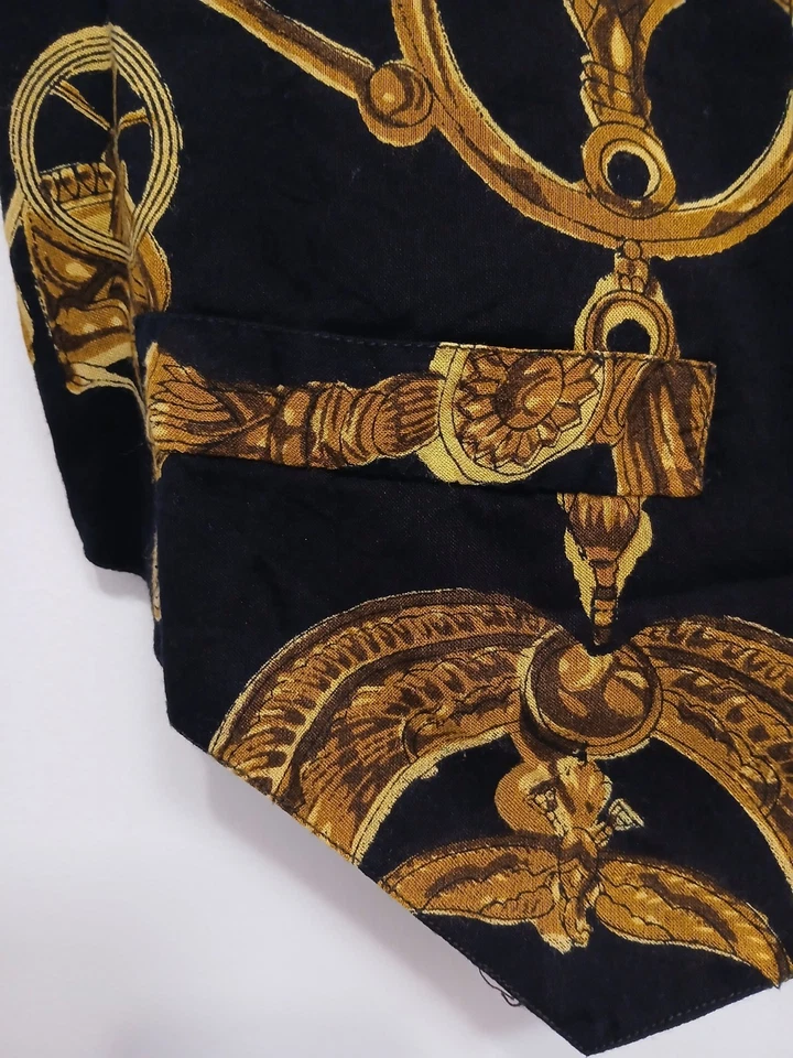 Luxe Vest Mens Sz M Black Gold Chains Equestrian Horsebit Designer Party Unisex - Image 4 of 4