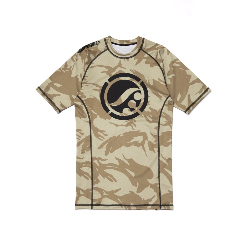 Shoyoroll Tan Camo Training Rash Guard SS & Fitted Shorts Bjj No Gi Competitor - Image 2 of 4