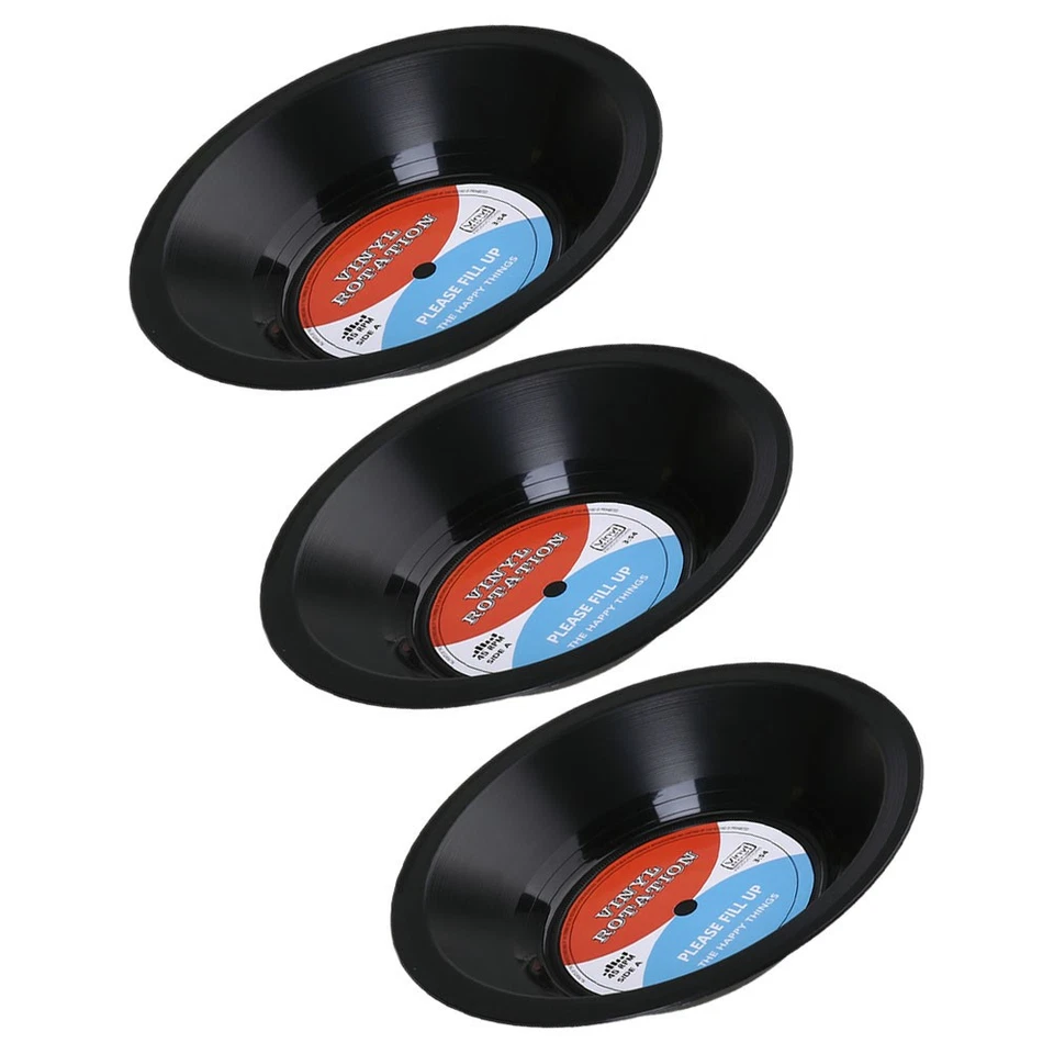  3 PCS Record Platter Appetite Dish Album Bowl Cake Dessert Plates for Desserts