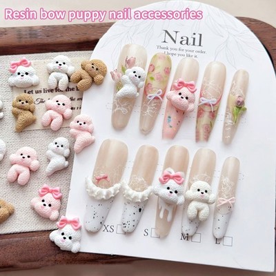 5Pcs 3D Cartoon Soft Bow Tie Dog Nail Art Charm Nail Jewelry Decoration