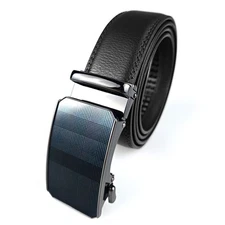 New Genuine Leather Mens Ratchet Belt Belts For Men Adjustable Automatic Buckles