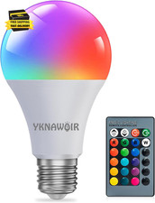 Color Changing Light Bulb, RGB LED Light Bulb, Dimmable A19 5W 6500K, E26 Colore