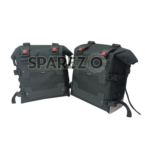 Fit For Royal Enfield Shotgun 650 "Canvas Pannier Bags With Mounting D17" - Picture 3 of 8