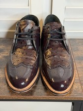 Stacy Adams Men's Dayton Burgundy Ostrich Print Wingtip Oxford Shoes 10.5 D