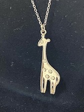 Silver Tone Crystal Accented Giraffe Pendant on 18" Chain Adjustable Animal