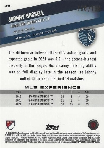 2022 Topps Chrome Major League Soccer Blue Diamond Parallel /199 (41 - 50) - MLS - Picture 4 of 12