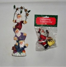 2 vintage Santa Claus Decoration & Ornament, New/Old Stock, Storage Unit Find!