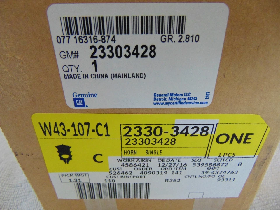 2010-2017 CHEVROLET EQUINOX GMC TERRAIN 500HZ HIGH NOTE HORN 23303428 - Imagem 3 de 3