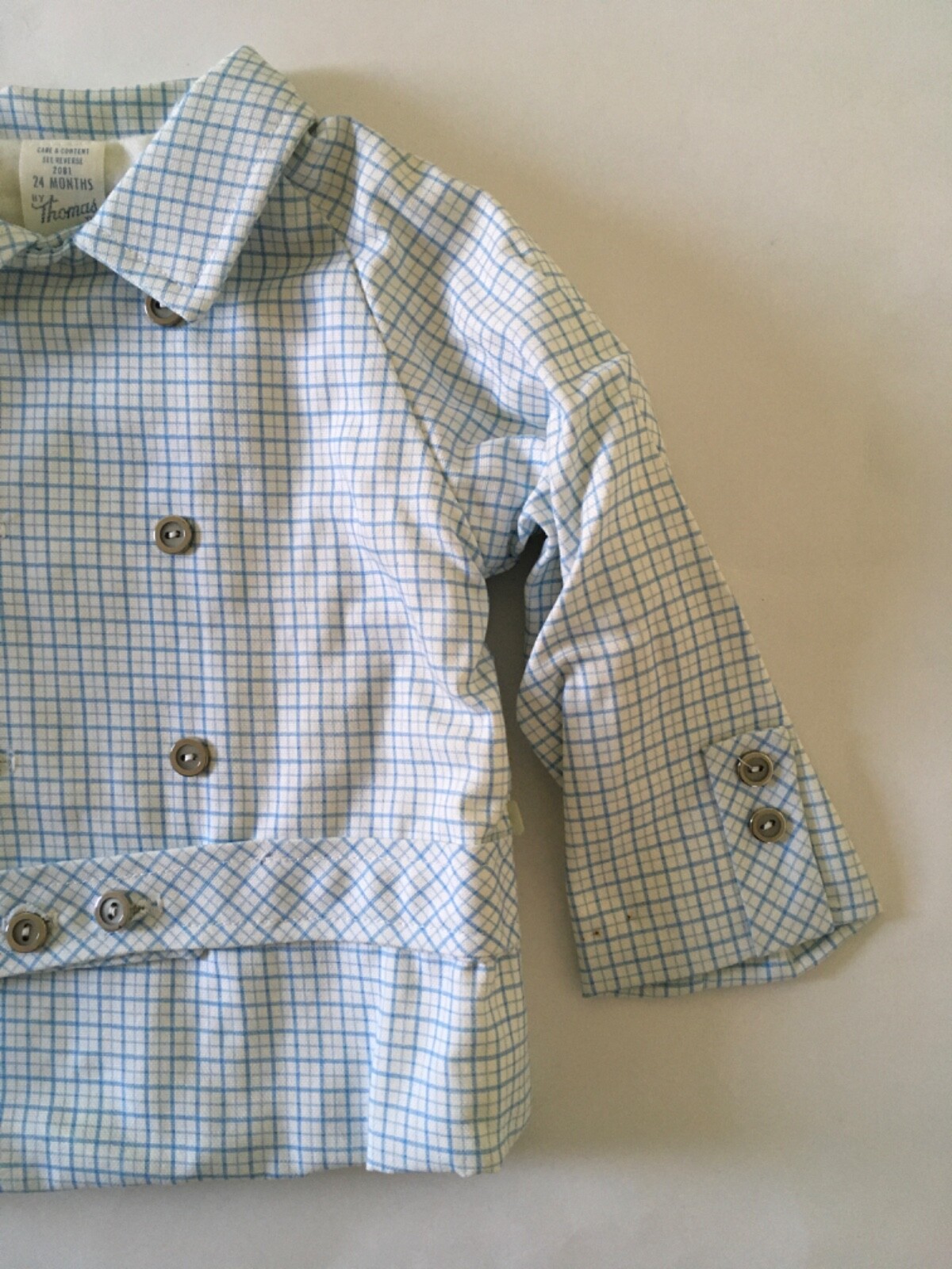 NEW VTG Thomas Brand Baby 24 Months Overalls Outfit 3 Piece Blue Gingham RARE image 10