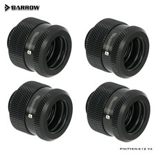 4 Pcs of Barrow G1/4" to 12mm Hard Tubing Compression Fitting Adapter , Black