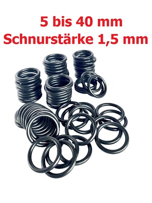 O-Ring 5-40 mm Schnurstärke 1,5 mm NBR 70 Dichtring Dichtungsring Gummiring Nut