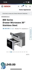 Bosch 800 Series 30" 1.2 cu.ft SS 950W Touch Control Microwave Drawer HMD8053UC