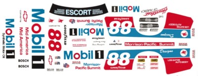 #88 Darin Brassfield SCCA Trans Am Corvette 1988 1/32nd Scale Slot Car Decals
