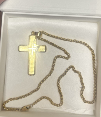 NEW 18k Gold 20 , 5mm Rope Chain PLUS Gold Cross -Masión BONUS FREE GOLD BRACLET