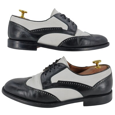 Vintage Mezlan Black White Leather Wingtip Spectators Mens 9M Formal Dress Shoes Vintage Mezlan Black White Leather Wingtip Spectators Mens  main image 3