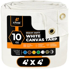 4x4 White Canvas Tarp 10 Oz