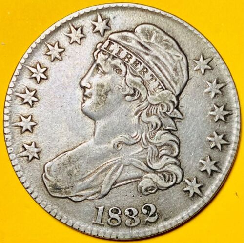 1832 (XF-Extra Fine, Large Letters) CAPPED BUST SILVER 50c HALF DOLLAR COIN