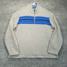 Eddie Bauer Sweater Mens XL Gray Wool Blend 1/4 Zipper Long Sleeve Soft Pullover