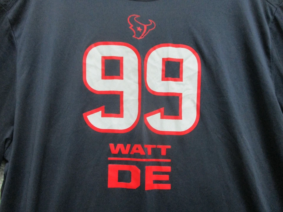 Camisa Majestic Houston Texans Extra Grande Adulto Azul Marino #99 Vatios Fútbol Para Hombres Foto 3 de 4