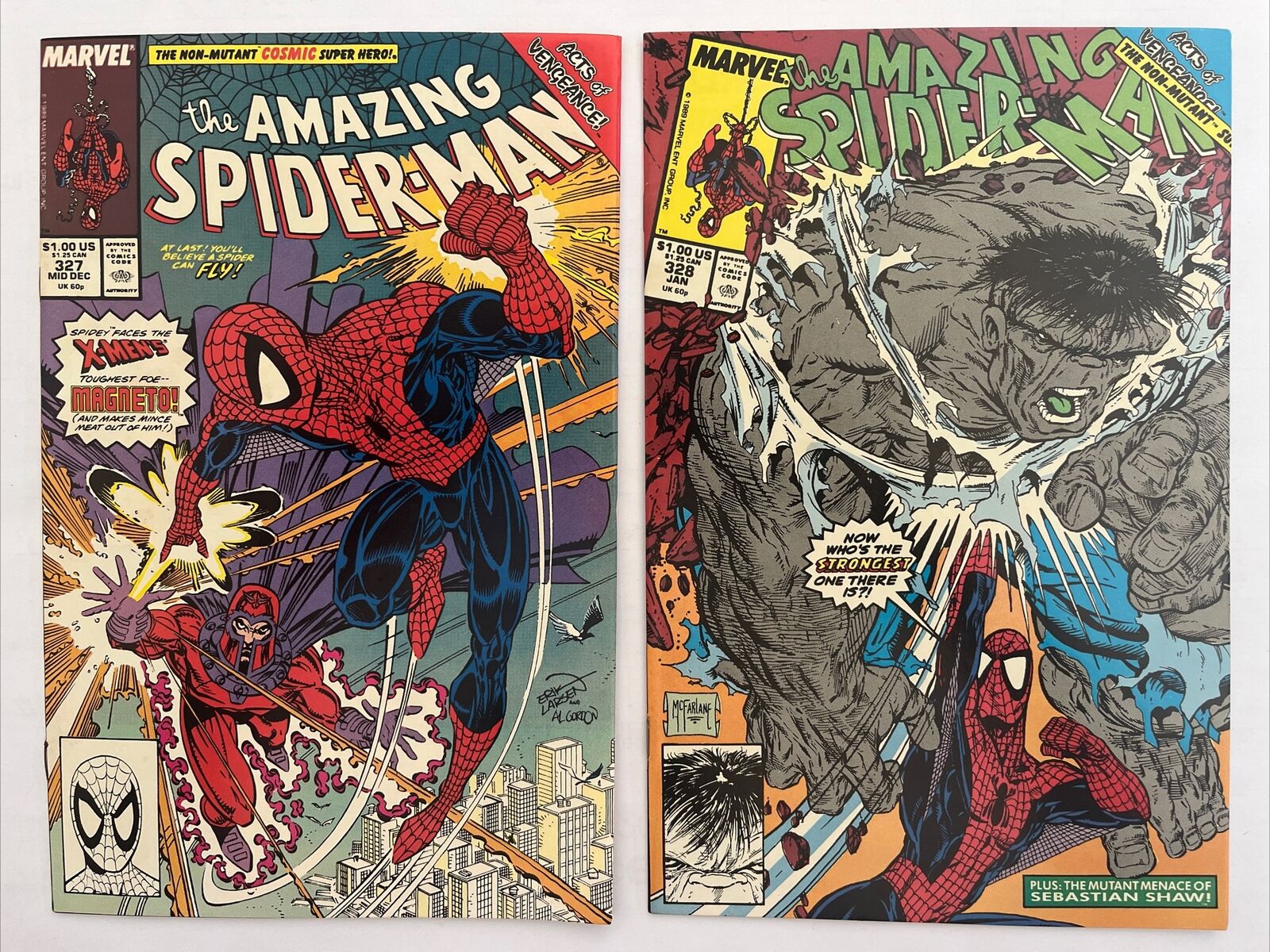 Amazing Spider-Man #327 Magneto & 328 Hulk~Cosmic Spidey~ McFarlane🔥