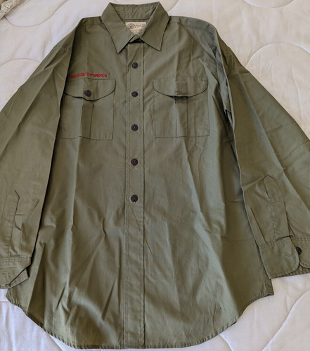 1970's Vintage NOS Men's Boy Scout Uniform Shirt 15 1/2 x 32" Long Sleeve Cotton - Picture 4 of 4