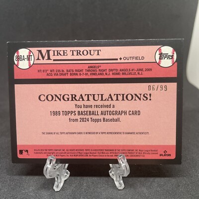2024 Topps Series 1 1989 Mike Trout Auto Black Parallel 06 2024 Topps Series 1 1989 Mike Trout Auto Black Parallel 06