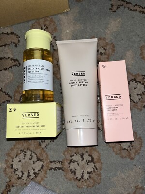 Versed Gentle Retinol Body Lotion, Oil Serum, Brightening Solution & Mask
