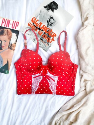 Guess Erbsenrotes Bustier - Pinup Dessous - Mütze B/C - Neu 