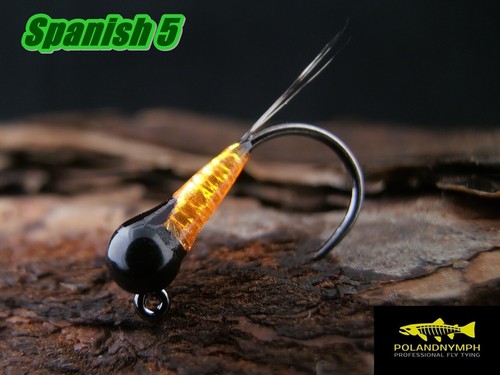 10 Spanish Euro Nymph Jig Hooks size 12, 14,16Tungsten Heads - Picture 5 of 10