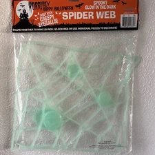 Glow In The Dark Spider Web Halloween Haunted House Decor Creepy Eyeballs Vtg