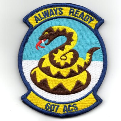 4'' 607 ACS AIR CONTROL SQUADRON  ALWAYS READY EMBROIDERED  HOOK & LOOP PATCH