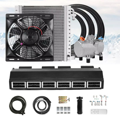 12000 BTU 12V Universal A/C Kit Truck Cab Bus Air Conditioner Underdash 6 Vents