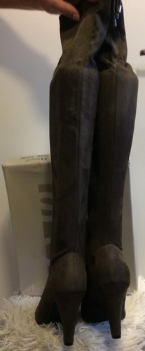 BNIB Vero Moda SUZY Dark Olive Green OTK Faux Suede Thigh Boots UK 6 RRP £78 - Picture 4 of 11