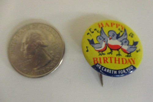 Vintage Happy Birthday Pin, "He Careth for You", religious Standard Publishing - Picture 3 of 5