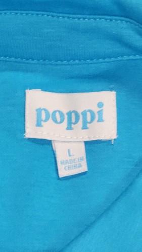 NEW POPPI Soda Turquoise Stamped Logo Polo T-Shirt Size L - Picture 6 of 8