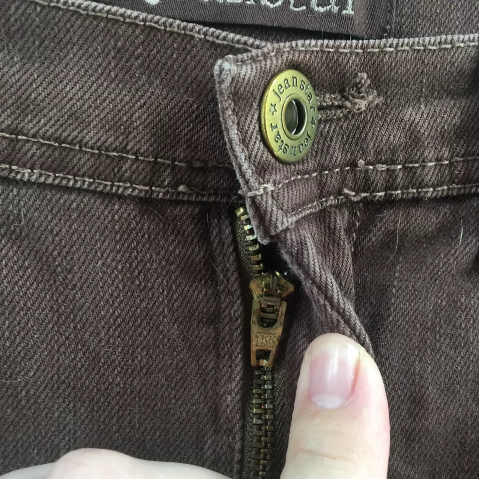 JeanStar прямые джинсы женщин 12 твердого коричневый середины подъема молнии мухи широкие ноги повседневный - Изображение 4 из 4