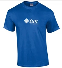 Sun Microsystems T-shirt Computer White Logo Geek Royal Blue Tee Shirt S-5XL