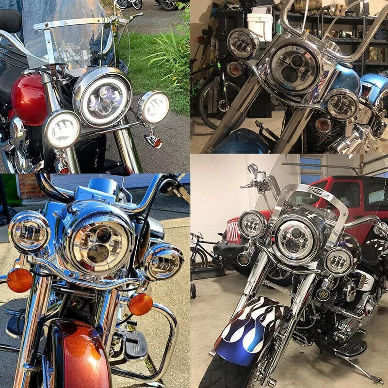 7 pulgadas Faros LED con carcasa cubo DRL luces intermitentes para moto Foto 3 de 4