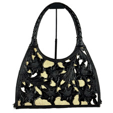 Origenes David Luna Handbag Purse Tote Black Artisan Crafted Tooled Leather VTG