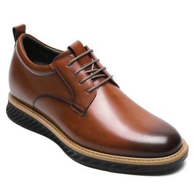 US9 CMR 7cm/2.76'' Elevator Shoes Men brown leather height Increase Oxford