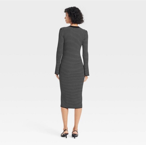 Women's Bell Long Sleeve Midi Sweater Dress Size Medium - A New Day - Picture 2 of 4