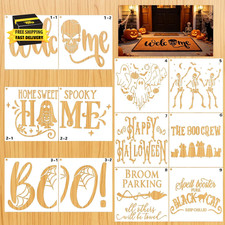 12Pcs Large Halloween Stencils,Door Mat Stencil Halloween Crafts Reusable          