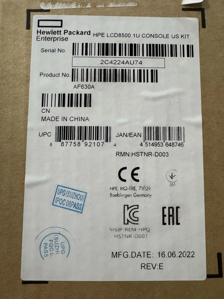 Brand New - HPE LCD8500 1U 18" Display/Keyboard Rackmount Console Kit- AF630A - Image 4 of 4