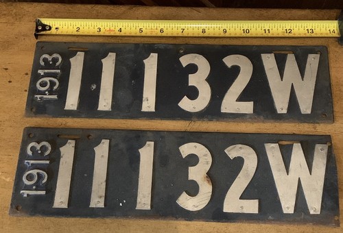 Antique Original 1913 Wisconsin Passenger License Plates Matched Pair Plate WI