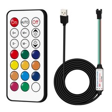 DC 5V USB LED Controller, 21-Key RF Wireless Remote Control, 1M/3.3FT 3-PIN L...