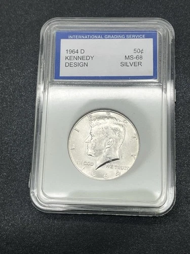 1964 D IGS MS-68 Silver Kennedy  Design Coin Signature Label 50¢